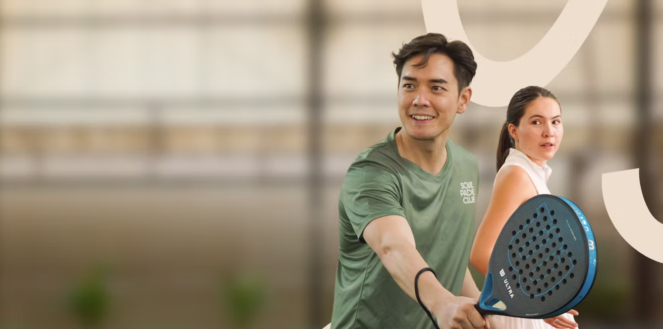 Padel player in action